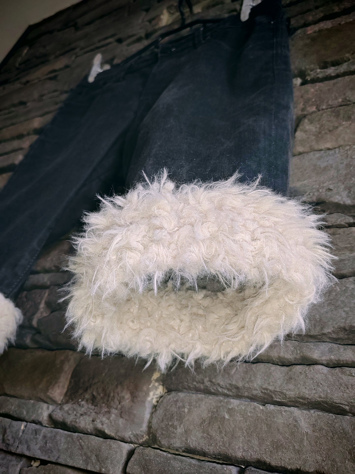 luffy short black slim straight stretch handmade with faux fur front – Wal & Yfful B019