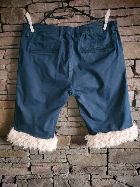 luffy short navy blue cotton stretch man large handmade with faux fur back – Wal & Yfful B017