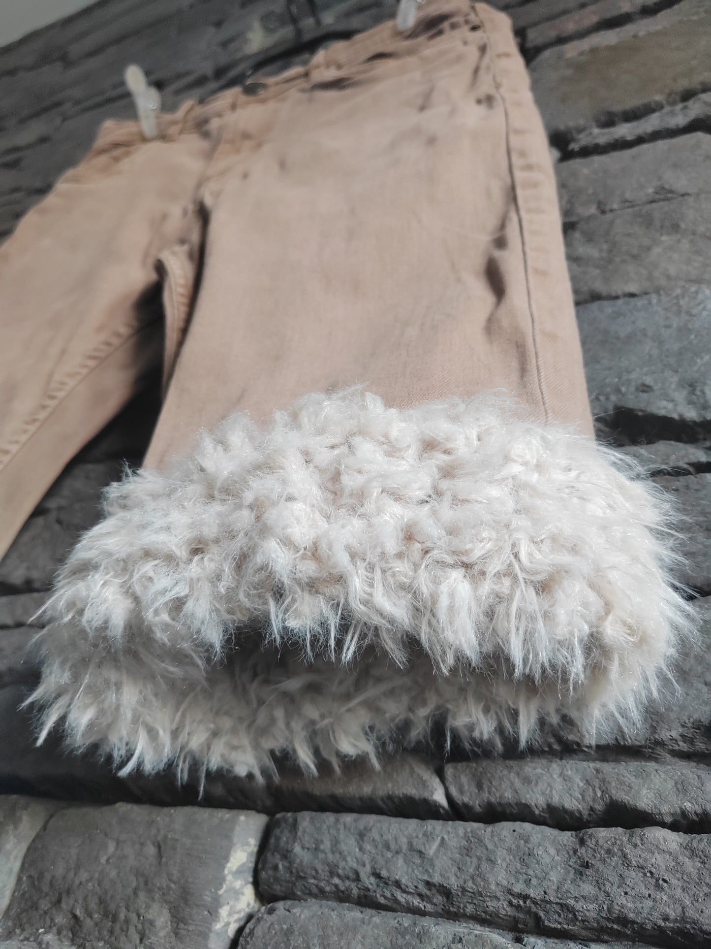 luffy short brown stretch XS fit handmade with faux fur front – Wal & Yfful i004