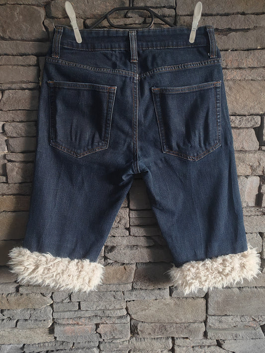 luffy short navy blue XS fit handmade with faux fur back – Wal & Yfful i001