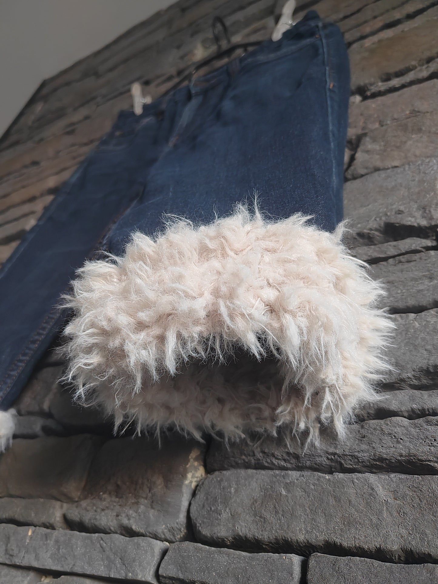luffy short navy blue XS fit handmade with faux fur front – Wal & Yfful i001