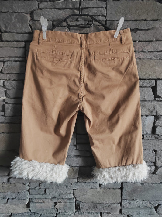 luffy short beige semi-large fit handmade with faux fur back – Wal & Yfful K003