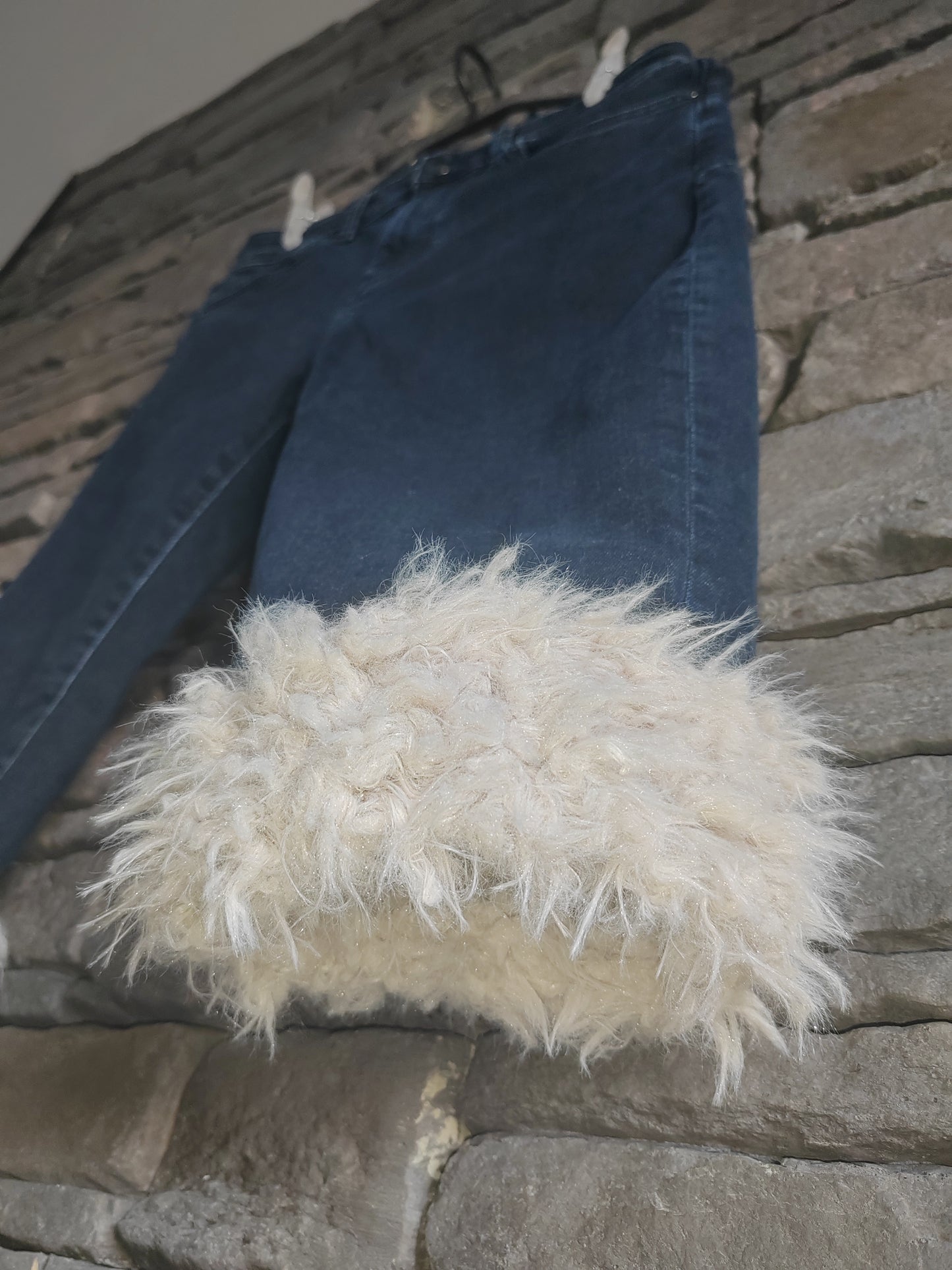 luffy short navy blue slim fit handmade with faux fur front – Wal & Yfful H003