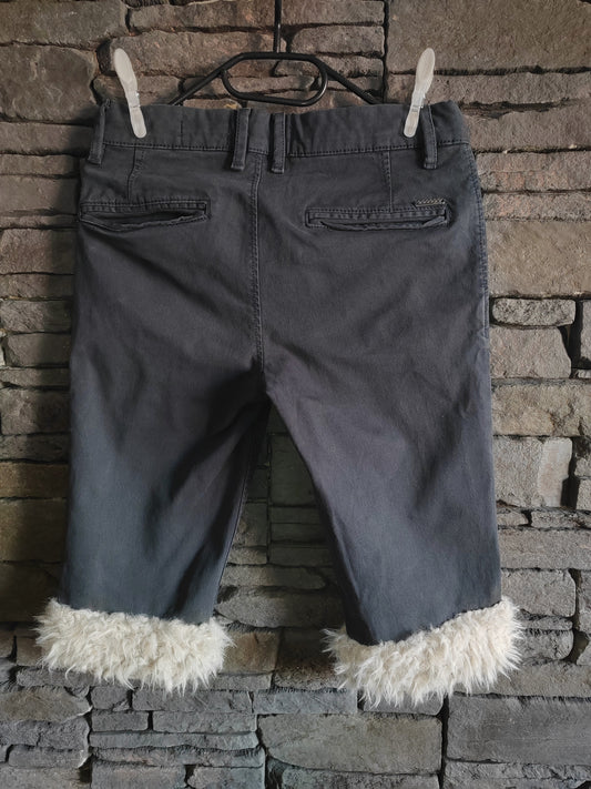 luffy short grey slim fit handmade with faux fur back – Wal & Yfful H008
