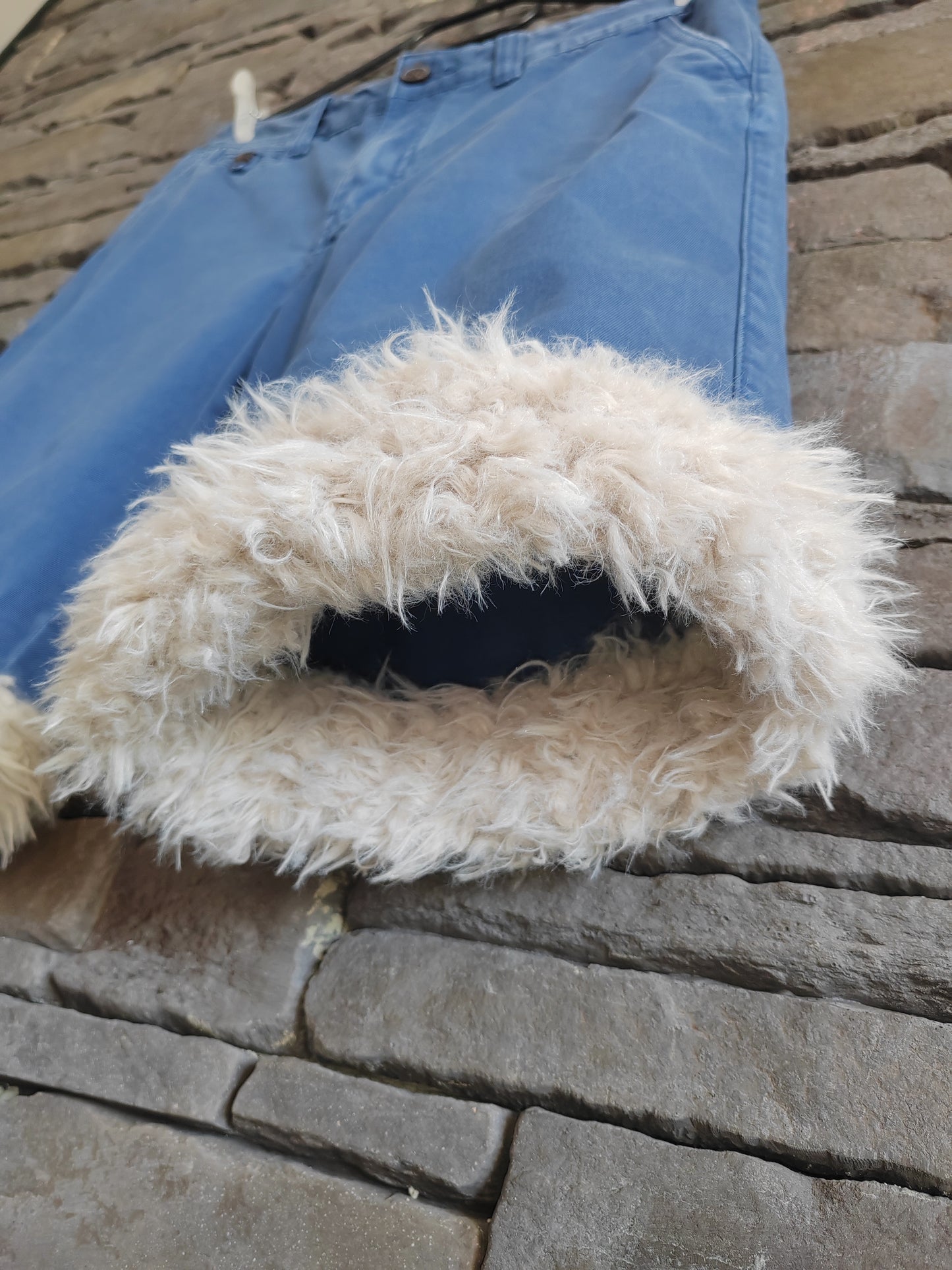 luffy short man royal blue wide cotton handmade with faux fur front – Wal & Yfful C002