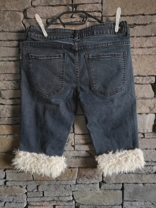 luffy short black slim fit handmade with faux fur back – Wal & Yfful H013