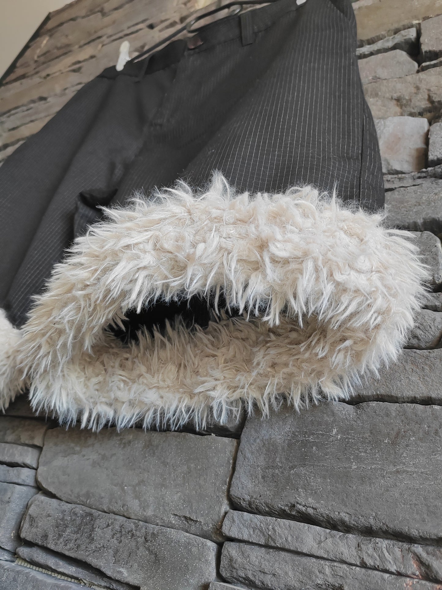 luffy short black large fit handmade with faux fur front – Wal & Yfful D005