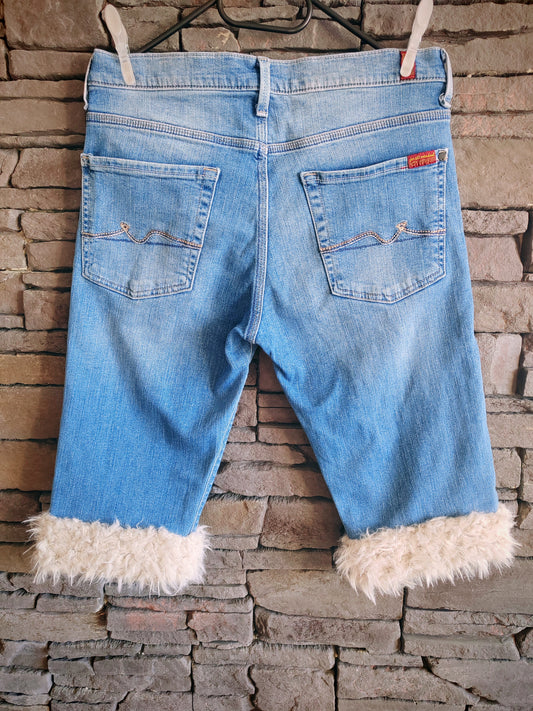 luffy short slim fit blue denim man handmade with faux fur back – Wal & Yfful C016