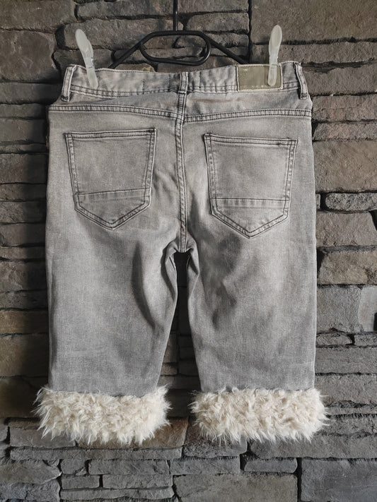 luffy short grey slim fit handmade with faux fur back – Wal & Yfful H012