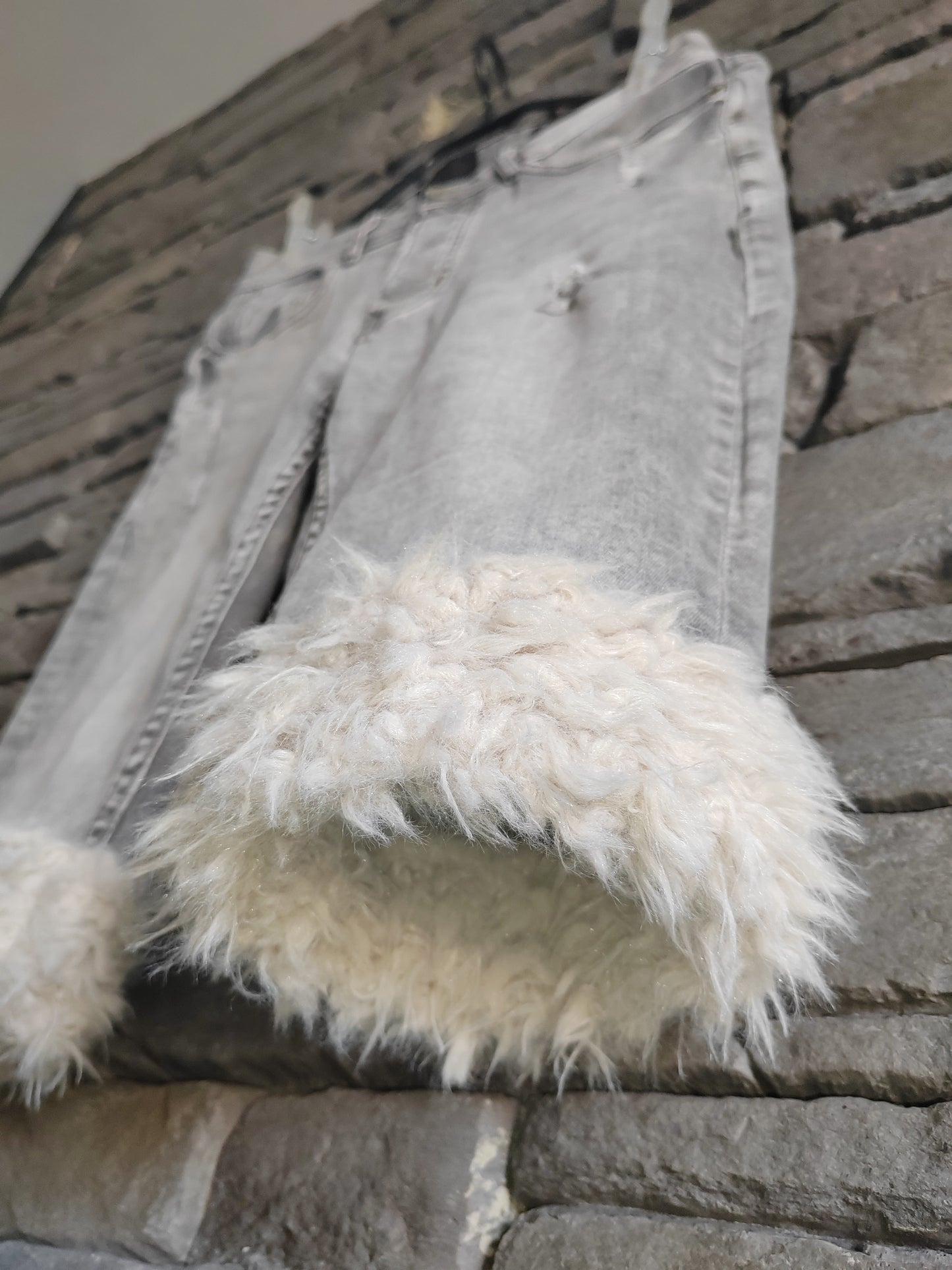 luffy short grey slim fit handmade with faux fur front – Wal & Yfful H012
