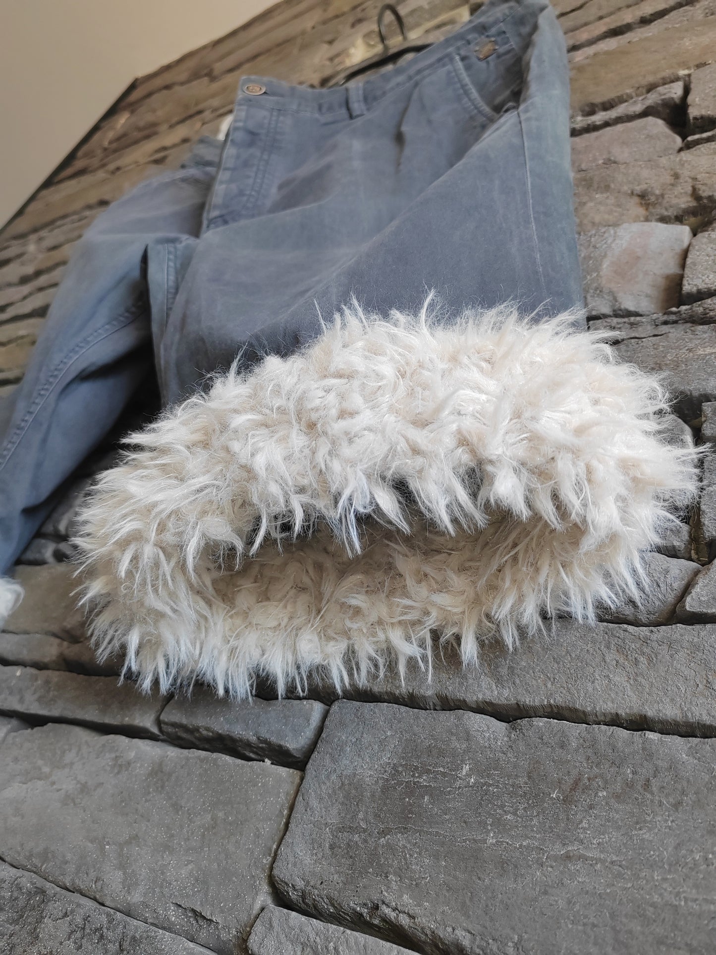 luffy short grey semi-large fit handmade with faux fur front – Wal & Yfful D006