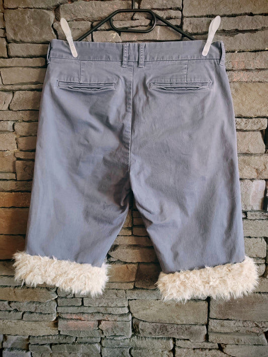 luffy short grey slim fit handmade with faux fur back – Wal & Yfful C018