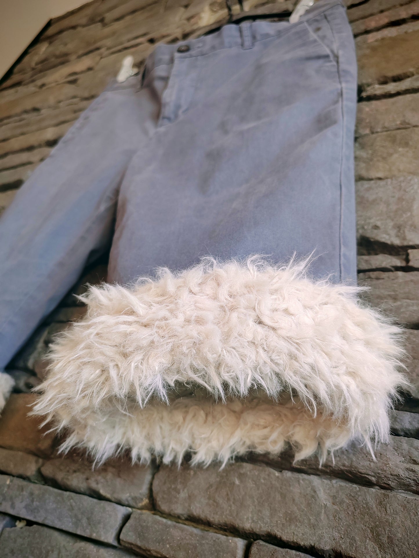 luffy short grey slim fit handmade with faux fur front – Wal & Yfful C018