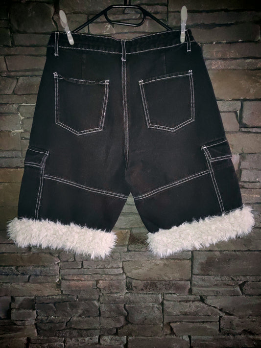 luffy short man cargo black wide handmade with faux fur back – Wal & Yfful B009
