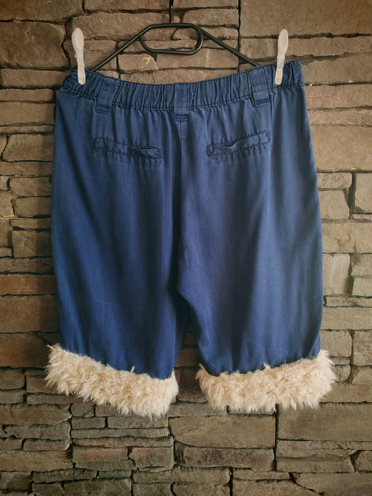 luffy short man navy blue loose lyocell handmade with faux fur back – Wal & Yfful B008