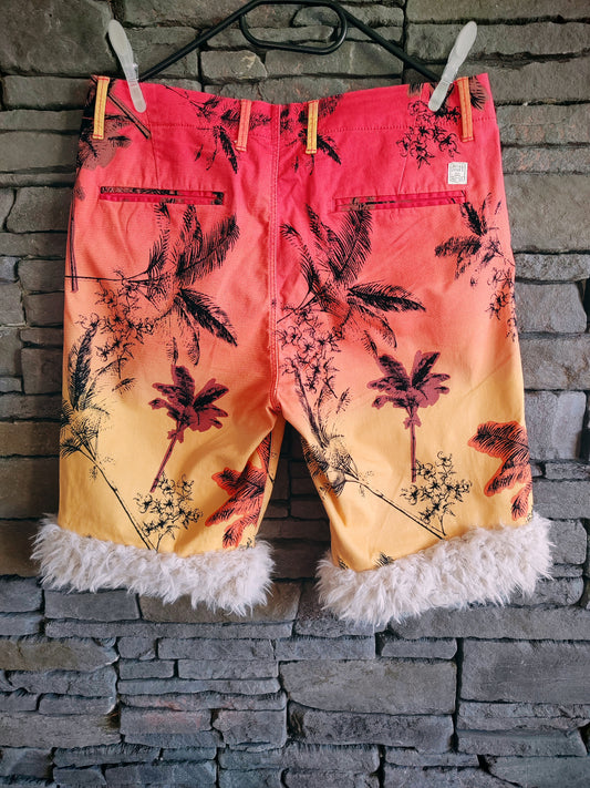 luffy short red yellow beach pattern handmade with faux fur back – Wal & Yfful B002
