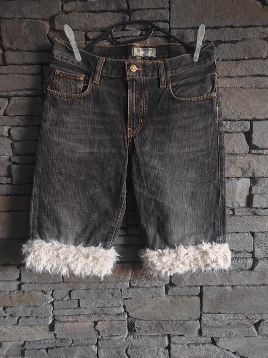 luffy short pale black cotton XS fit handmade with faux fur – Wal & Yfful i003