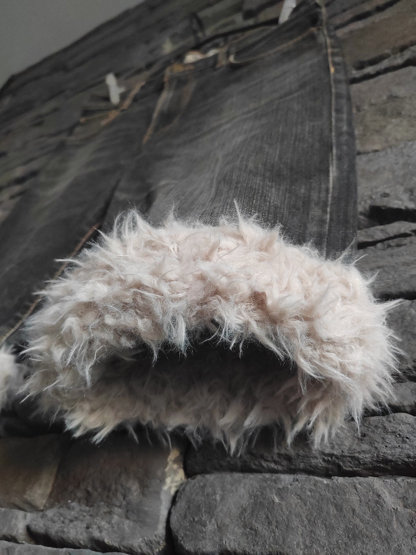 luffy short pale black cotton XS fit handmade with faux fur front – Wal & Yfful i003