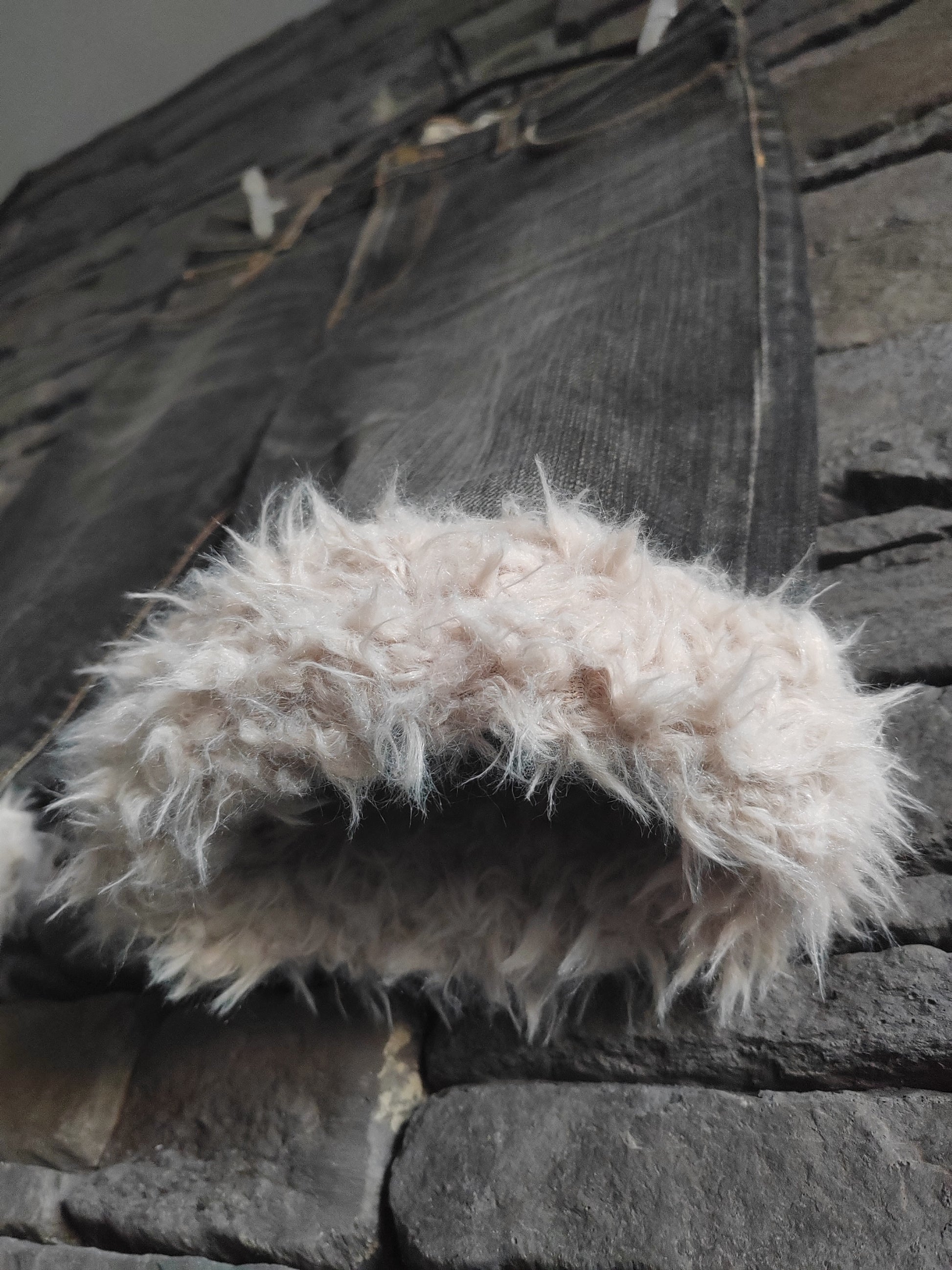 luffy short pale black cotton XS fit handmade with faux fur front – Wal & Yfful i003