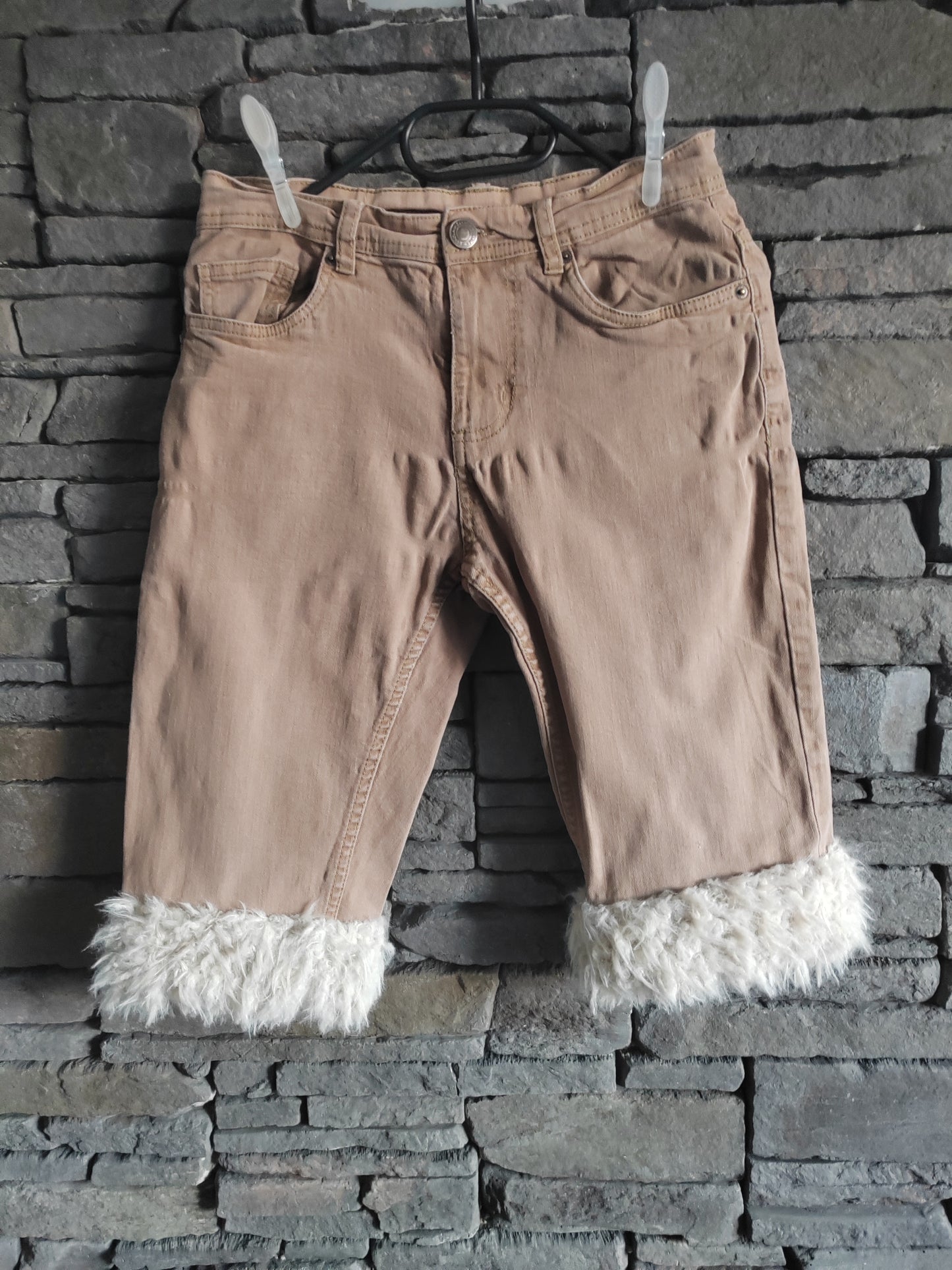 luffy short brown stretch XS fit handmade with faux fur – Wal & Yfful i004