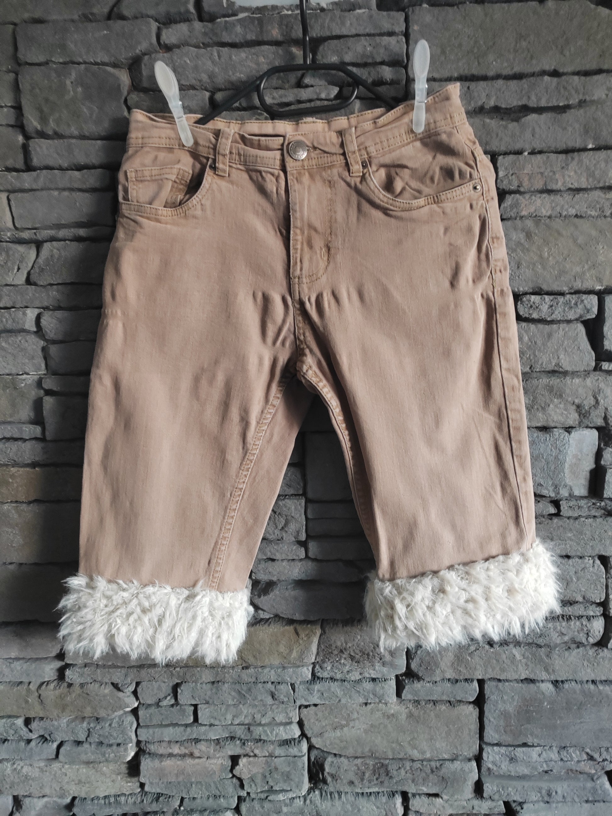 luffy short brown stretch XS fit handmade with faux fur – Wal & Yfful i004