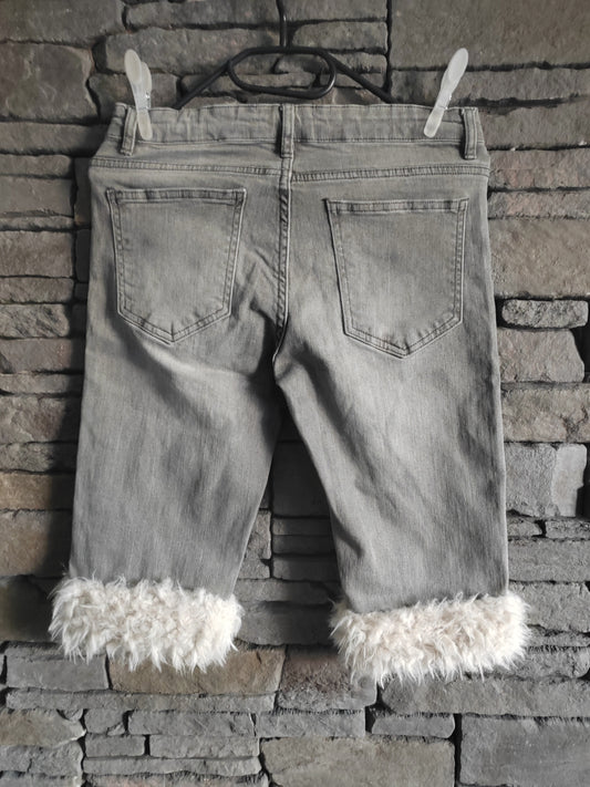 luffy short grey XS fit handmade with faux fur back – Wal & Yfful i007