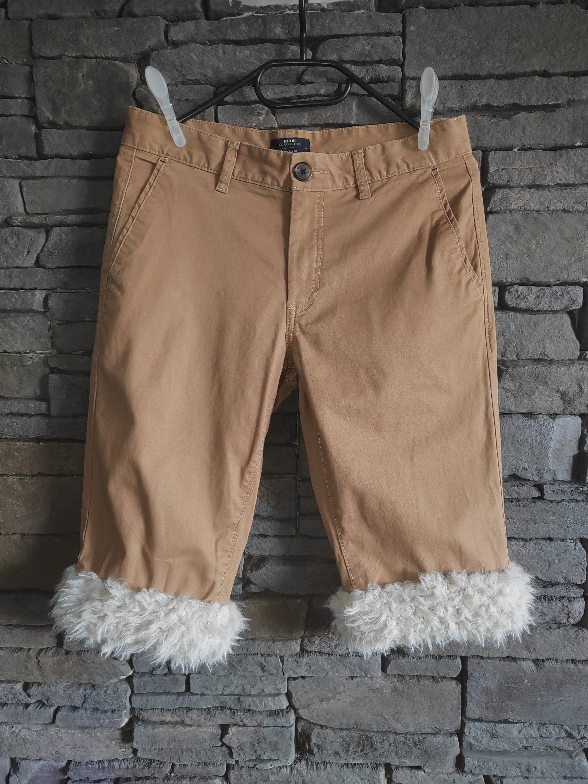 luffy short beige semi-large fit handmade with faux fur – Wal & Yfful K003