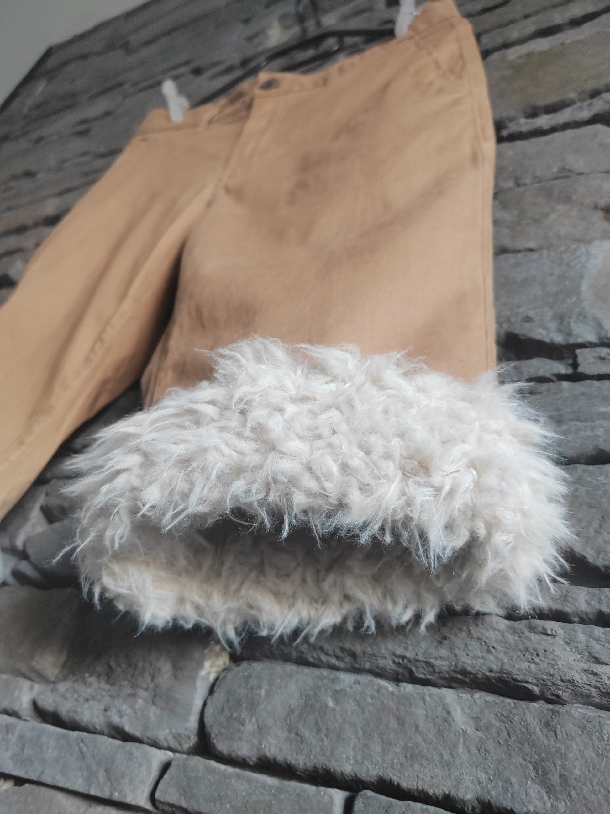 luffy short beige semi-large fit handmade with faux fur front – Wal & Yfful K003