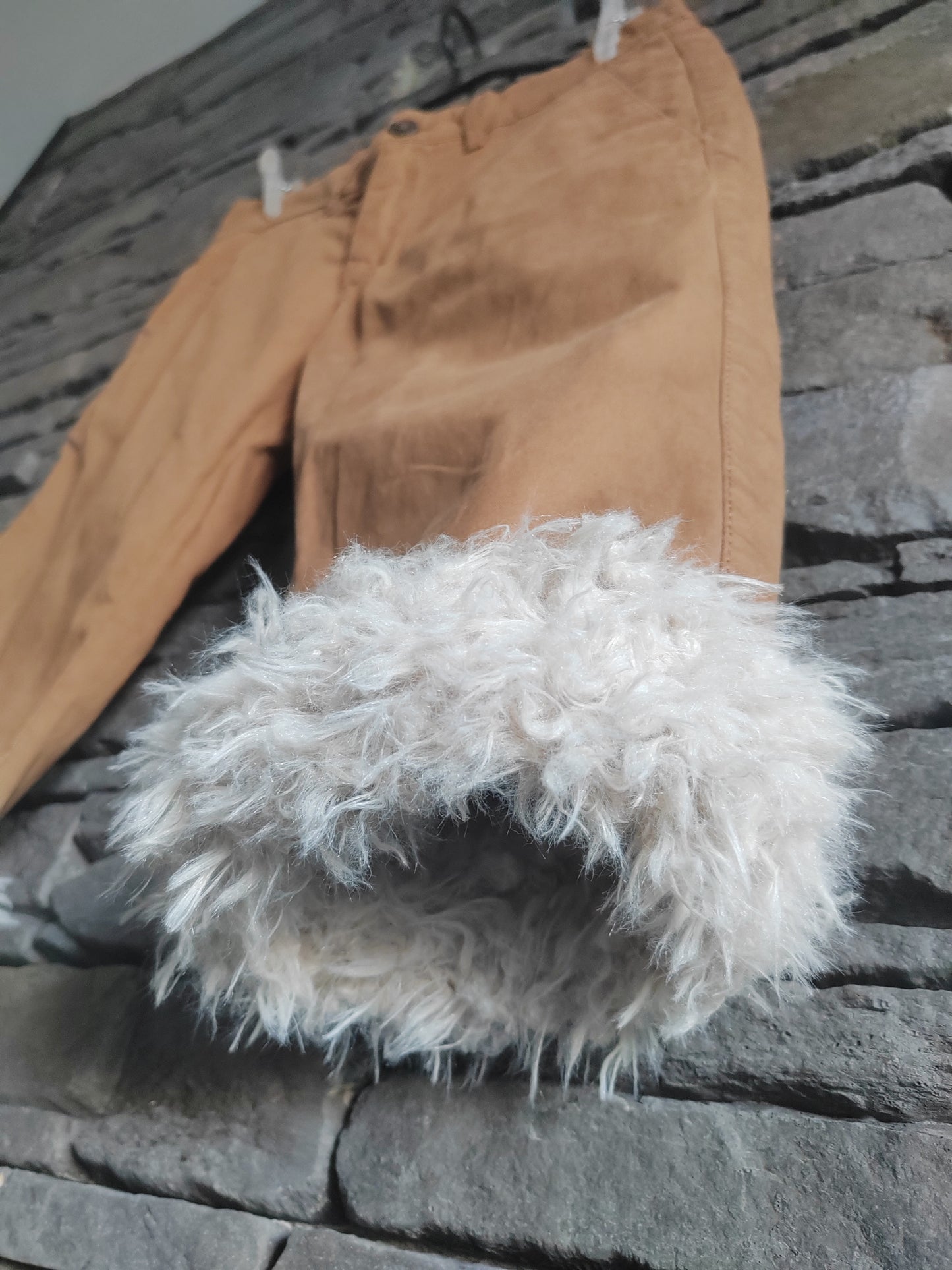 luffy short brown slim fit handmade with faux fur front – Wal & Yfful K002