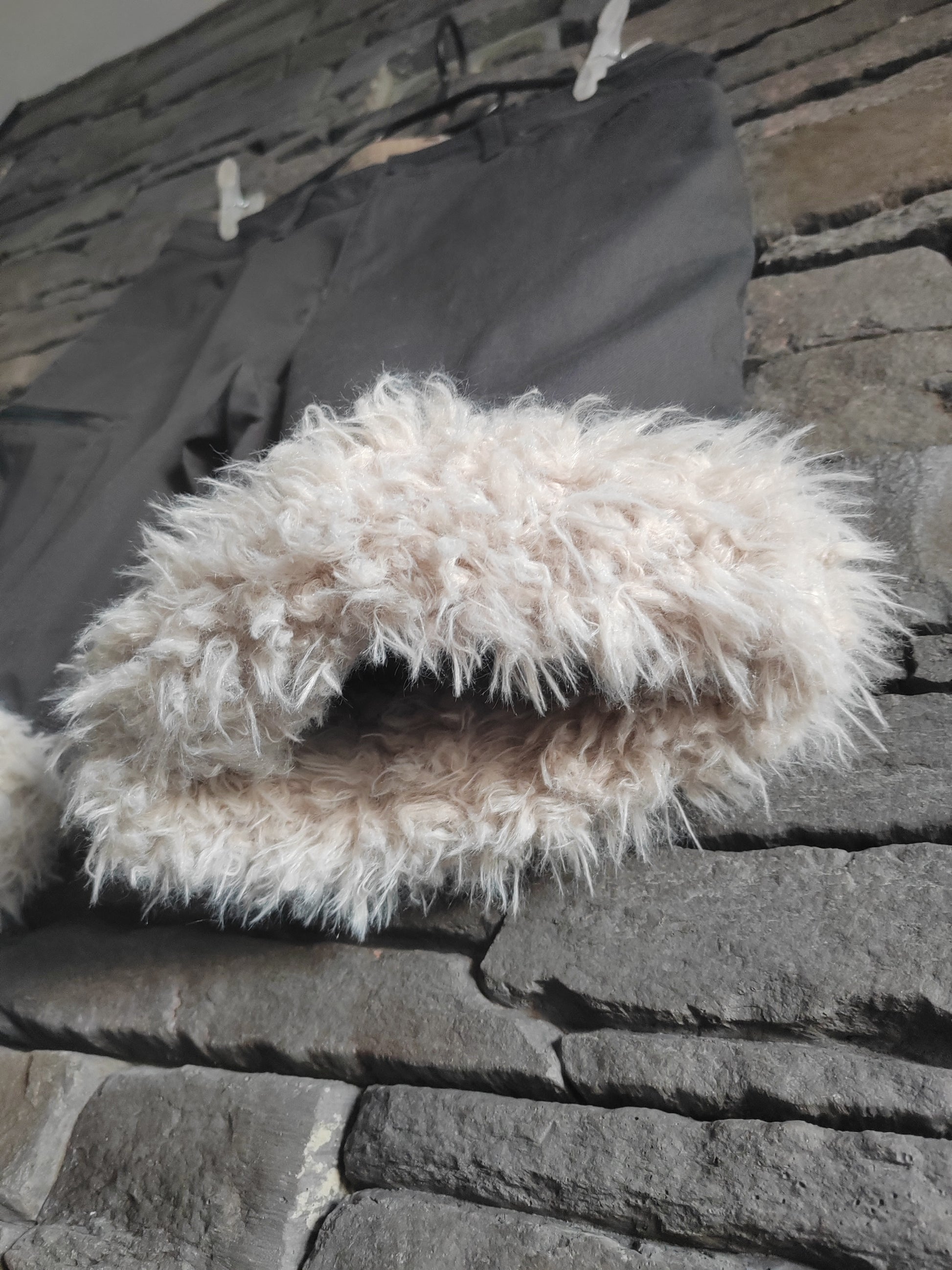 luffy short dark brown large fit handmade with faux fur front – Wal & Yfful K001