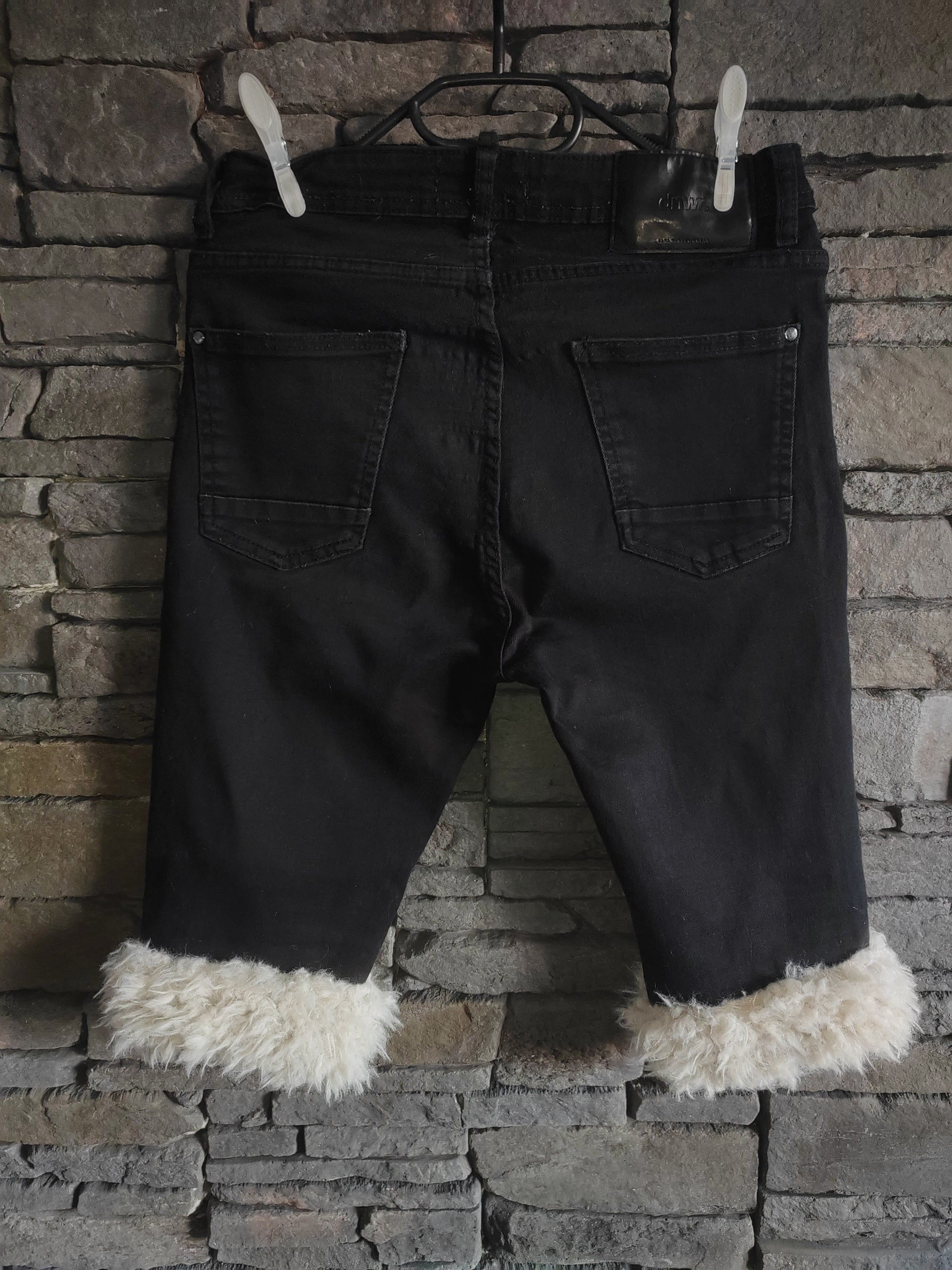luffy short black slim fit handmade with faux fur back – Wal & Yfful H004