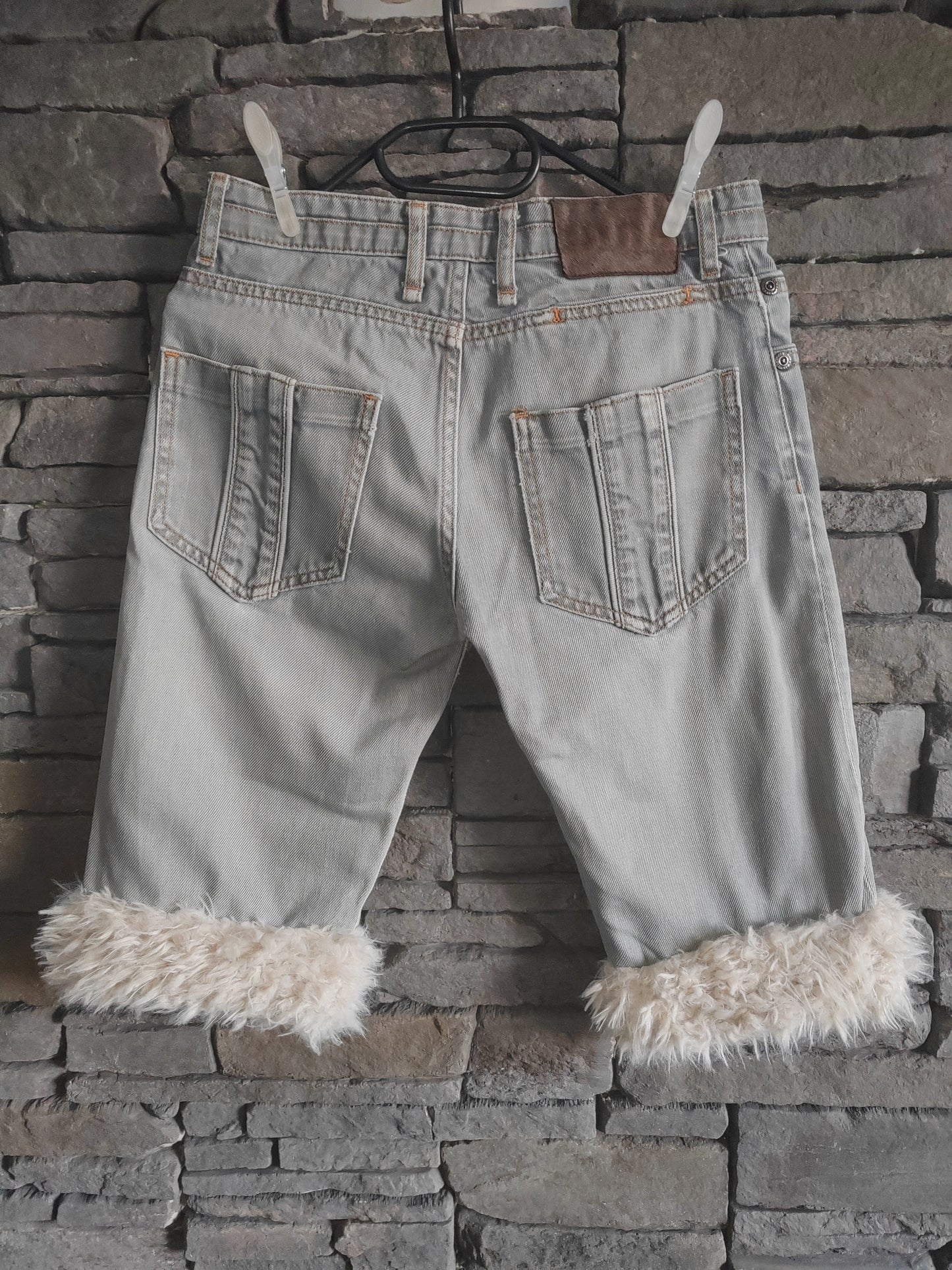 luffy short grey slim fit handmade with faux fur back – Wal & Yfful H002