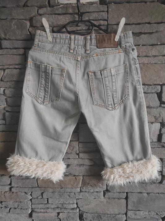 luffy short grey slim fit handmade with faux fur back – Wal & Yfful H002