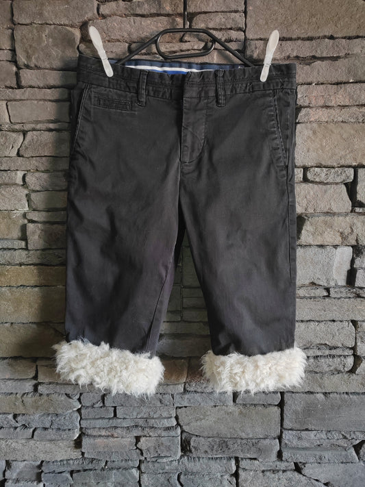 luffy short black slim fit handmade with faux fur – Wal & Yfful H009