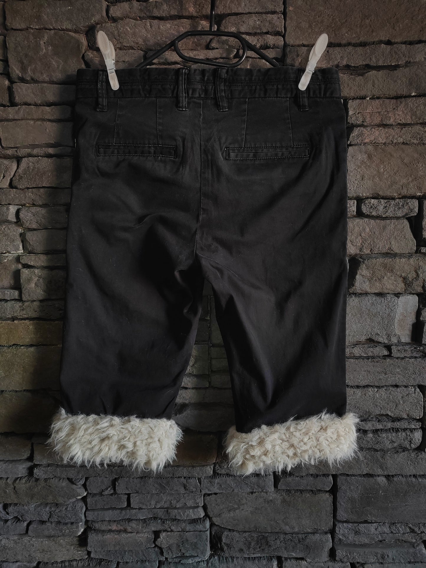 luffy short black slim fit handmade with faux fur back – Wal & Yfful H009