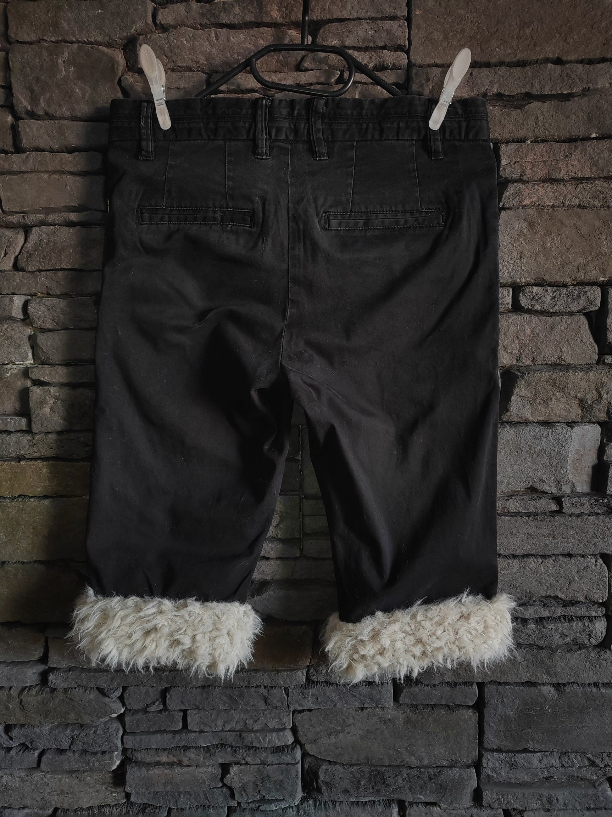 luffy short black slim fit handmade with faux fur back – Wal & Yfful H009