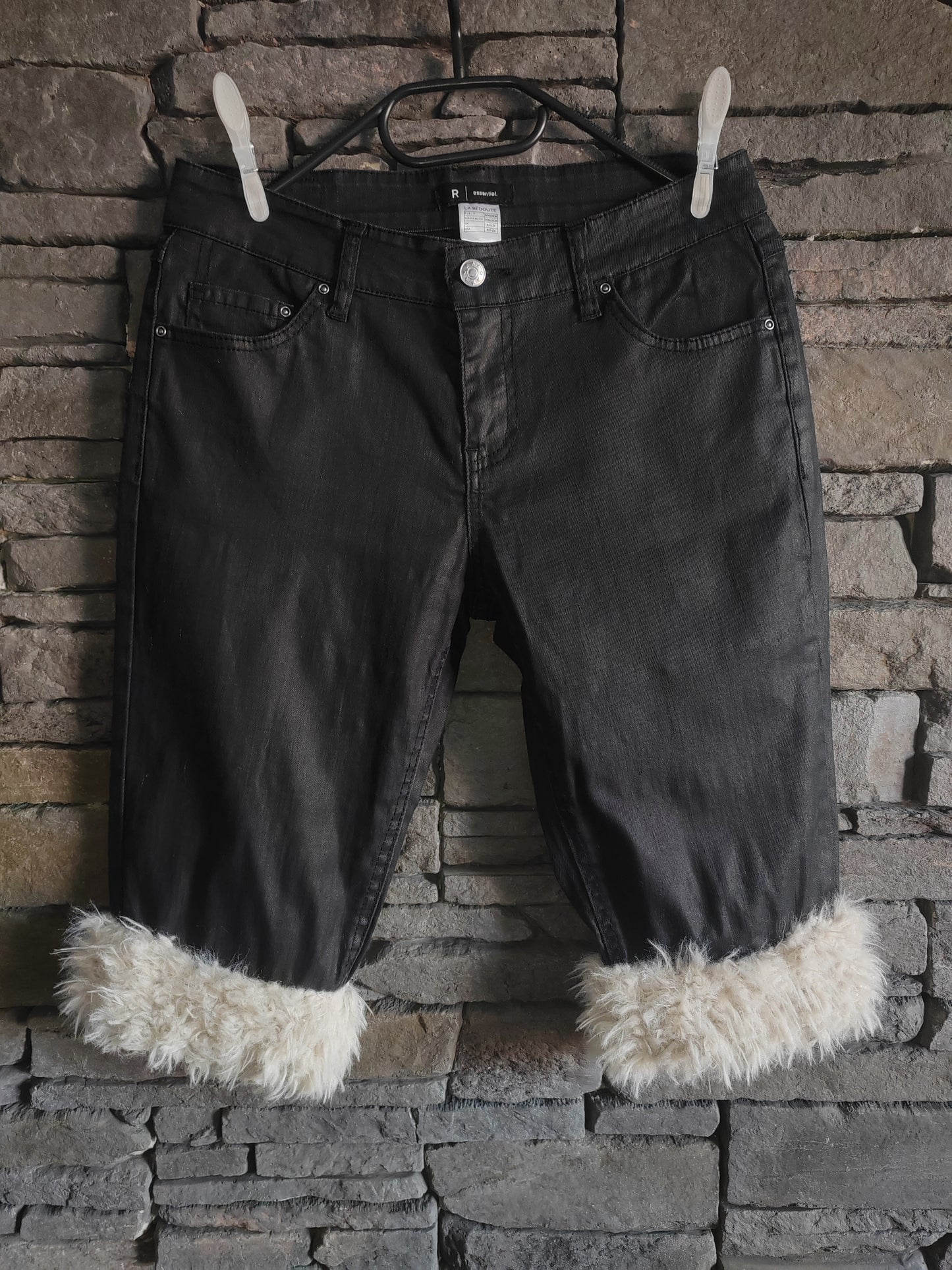 luffy short black slim fit handmade with faux fur – Wal & Yfful H007
