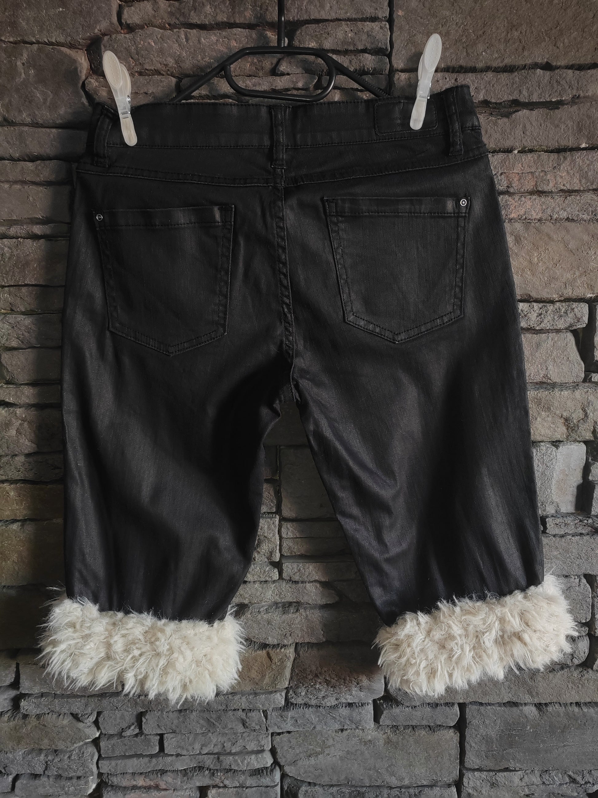 luffy short black slim fit handmade with faux fur back – Wal & Yfful H007