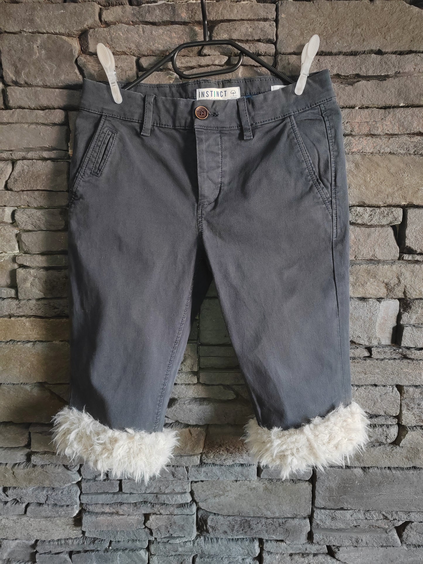 luffy short grey slim fit handmade with faux fur – Wal & Yfful H008