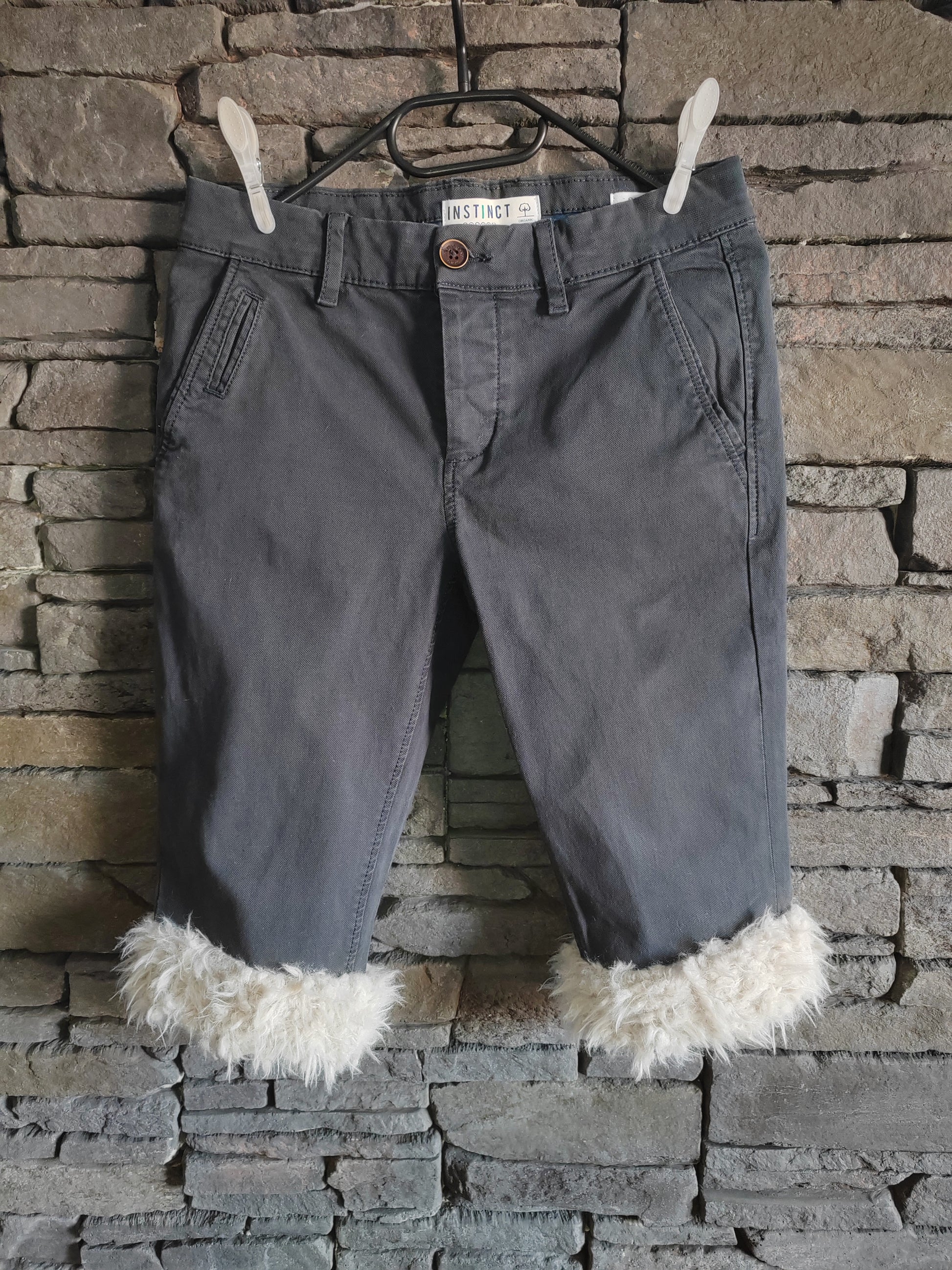luffy short grey slim fit handmade with faux fur – Wal & Yfful H008