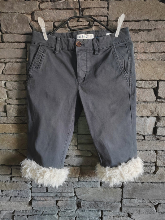 luffy short grey slim fit handmade with faux fur – Wal & Yfful H008