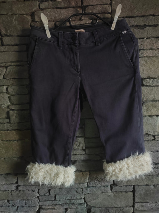 luffy short dark blue slim fit handmade with faux fur – Wal & Yfful H005