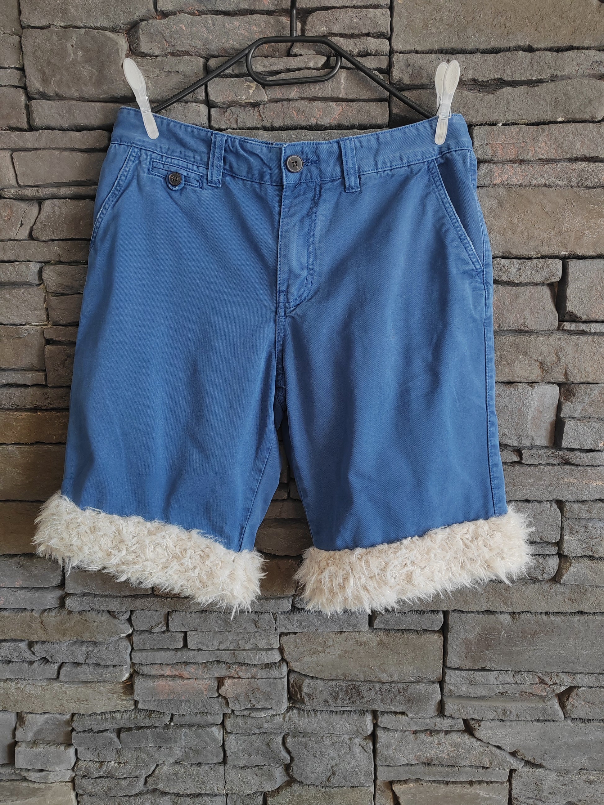 luffy short man royal blue wide cotton handmade with faux fur – Wal & Yfful C002