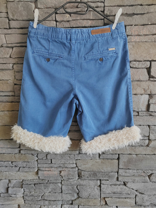 luffy short man royal blue wide cotton handmade with faux fur back – Wal & Yfful C002