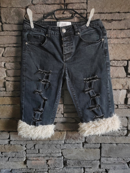 luffy short black slim fit handmade with faux fur – Wal & Yfful H013