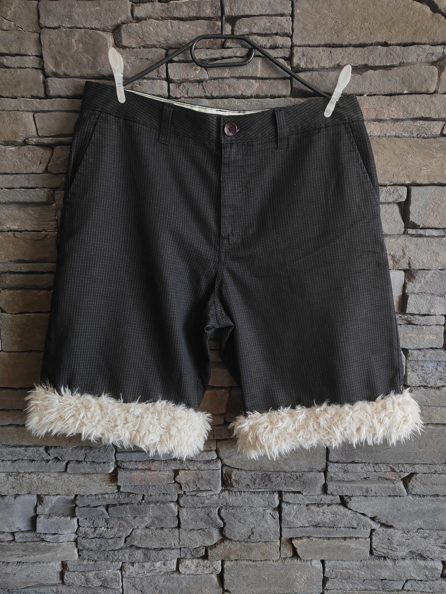 luffy short black large fit handmade with faux fur – Wal & Yfful D005