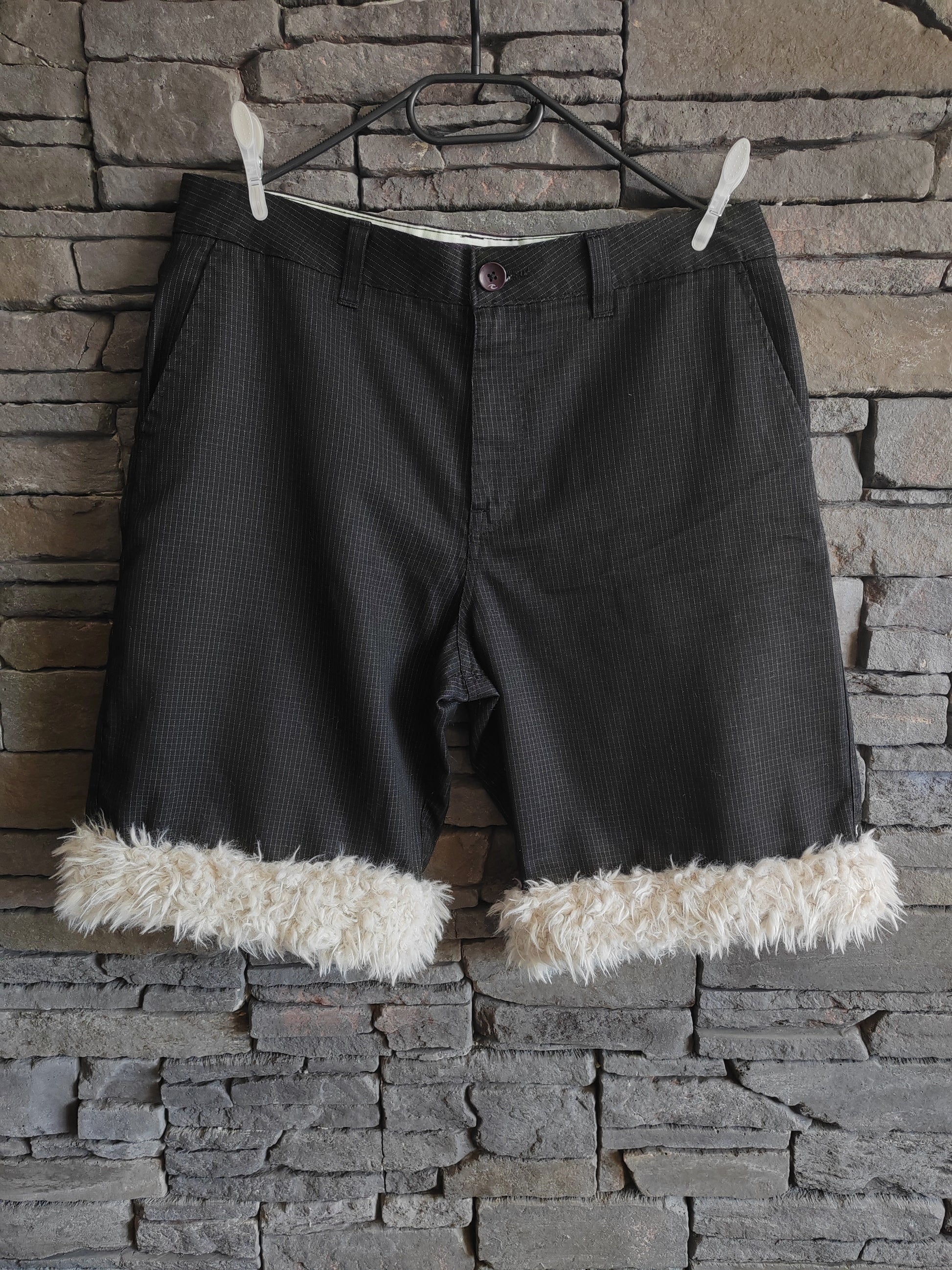luffy short black large fit handmade with faux fur – Wal & Yfful D005