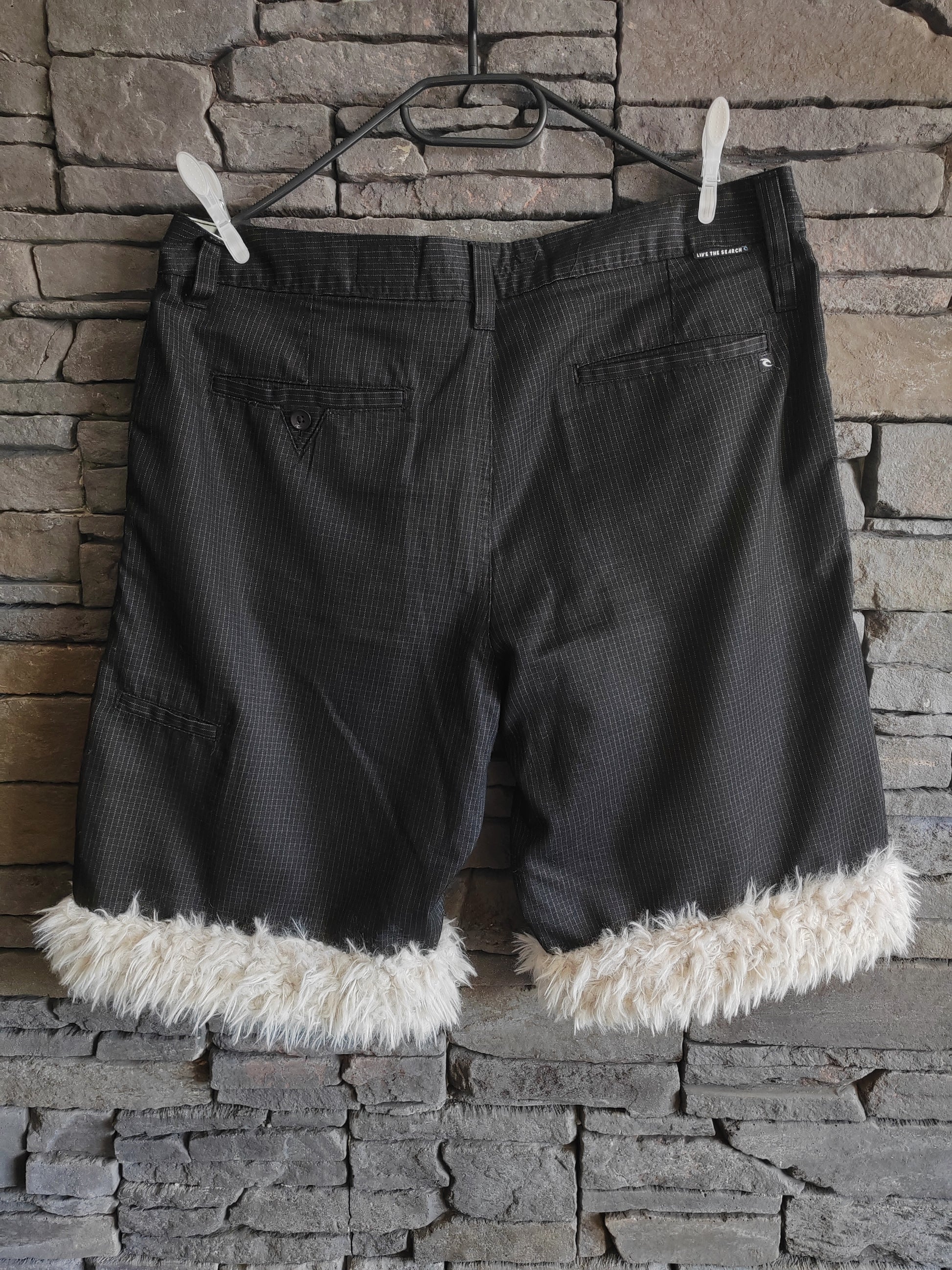 luffy short black large fit handmade with faux fur back – Wal & Yfful D005