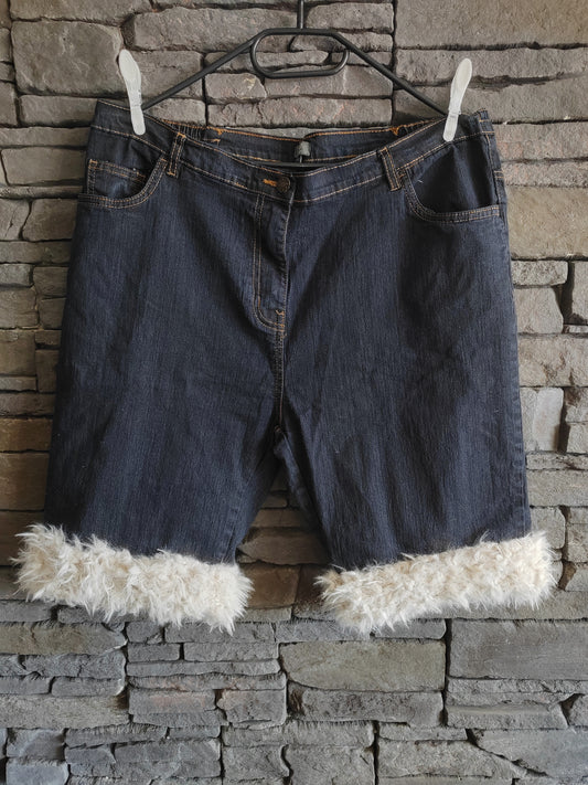 luffy short navy blue large fit handmade with faux fur – Wal & Yfful E001
