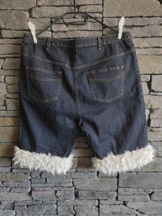 luffy short navy blue large fit handmade with faux fur back – Wal & Yfful E001